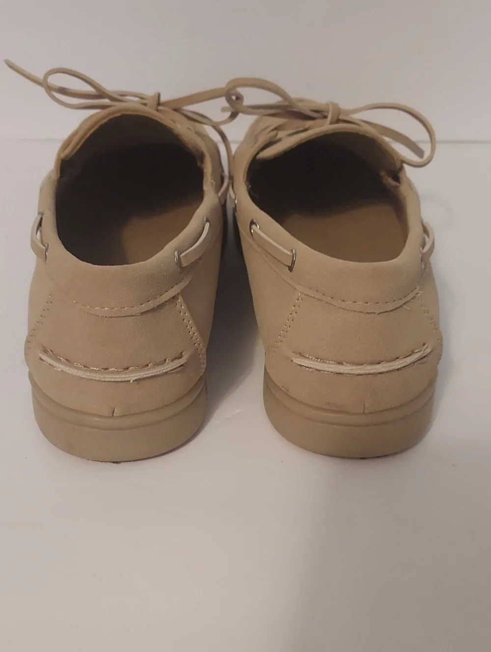 JustFab Faux Suede Boat Shoe Beige Tan Cream Size 7